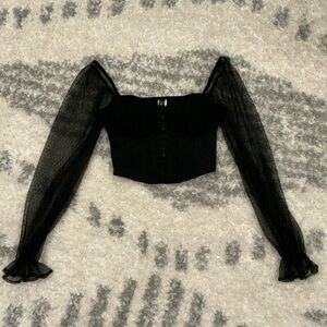 Elegant Black Sheer Sleeve Top